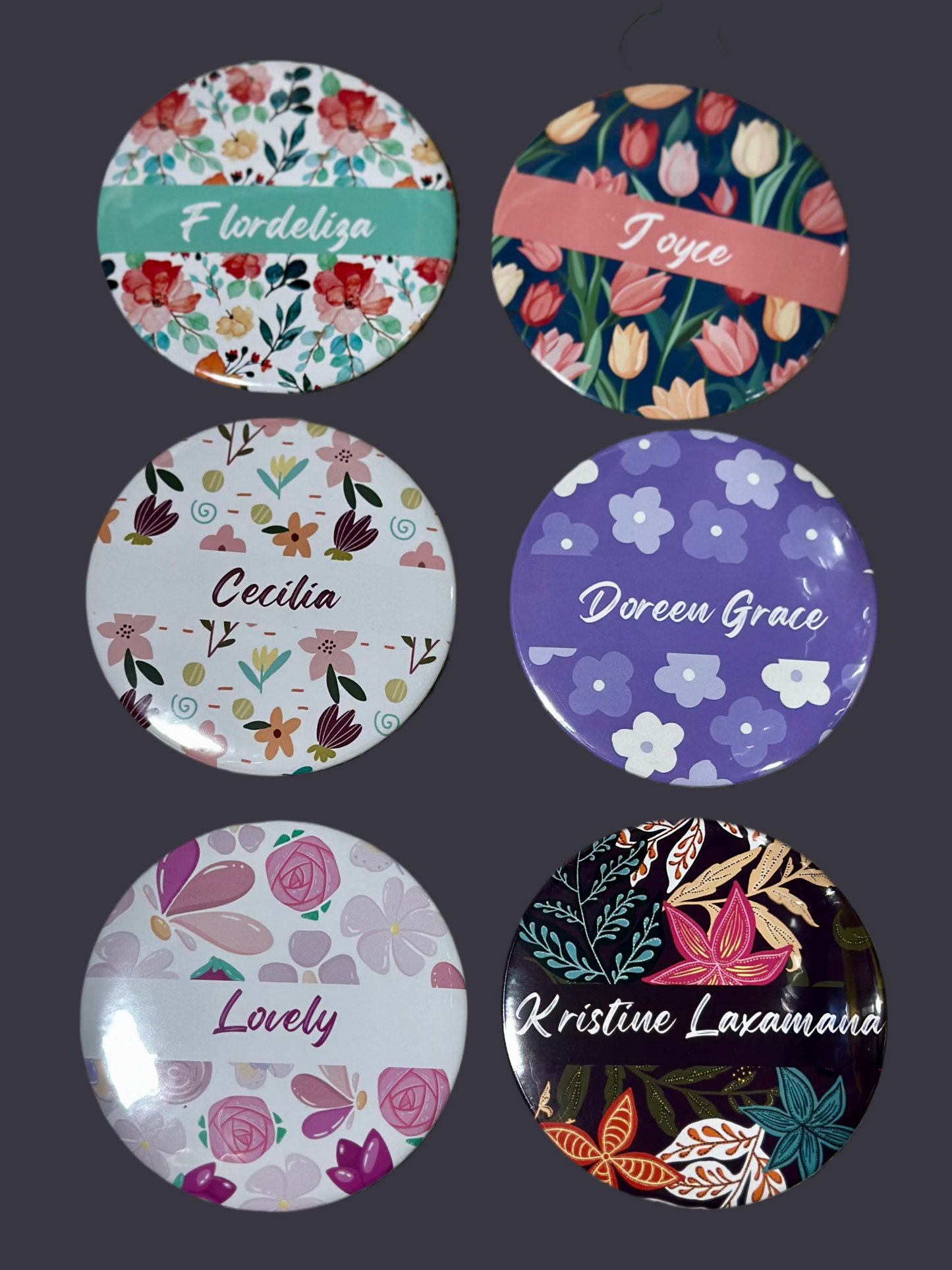 Set of 6 Custom Name 1 Side- Mirror 3x3” round | Custom gift | party Souvenir |Party Favors | giveaways | mixed or same design