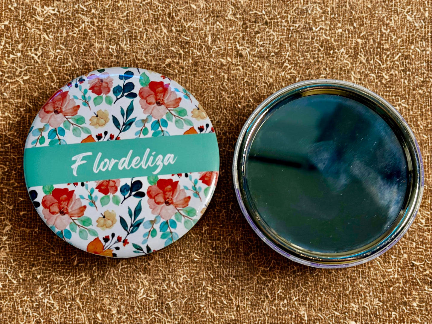 Set of 6 Custom Name 1 Side- Mirror 3x3” round | Custom gift | party Souvenir |Party Favors | giveaways | mixed or same design