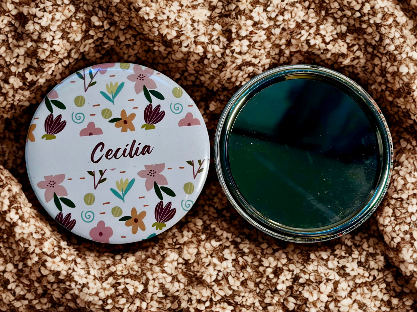Set of 6 Custom Name 1 Side- Mirror 3x3” round | Custom gift | party Souvenir |Party Favors | giveaways | mixed or same design