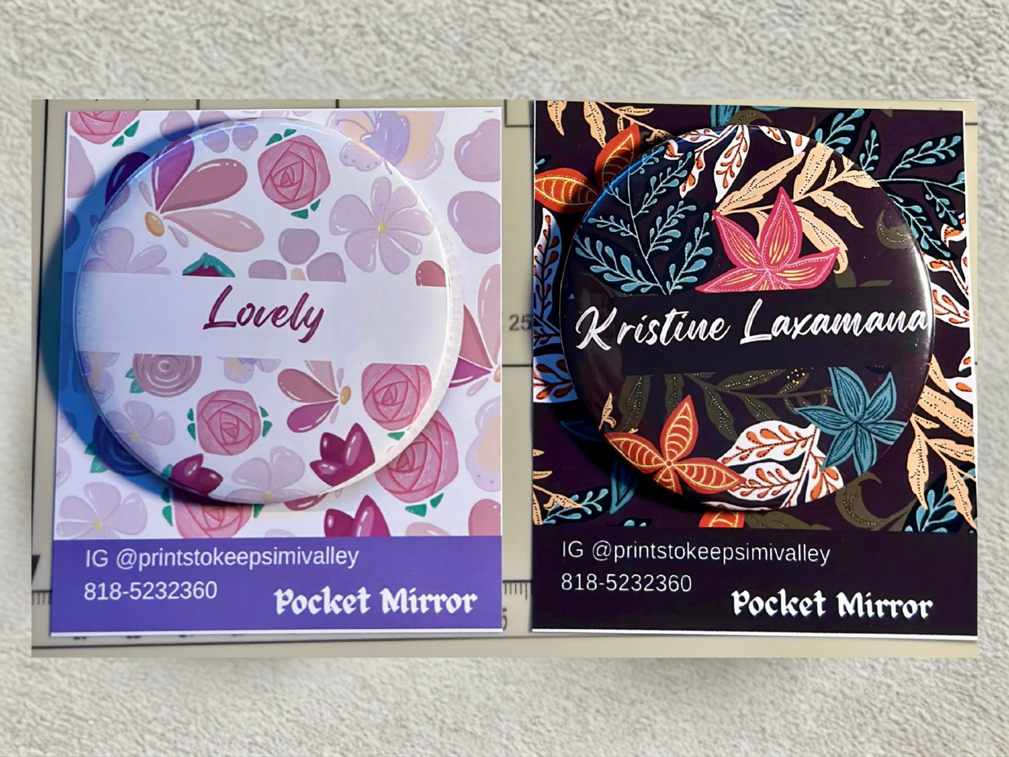 Set of 6 Custom Name 1 Side- Mirror 3x3” round | Custom gift | party Souvenir |Party Favors | giveaways | mixed or same design