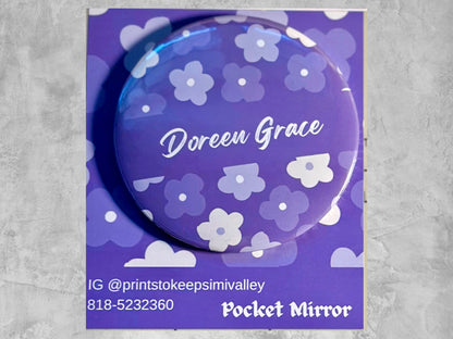 Set of 6 Custom Name 1 Side- Mirror 3x3” round | Custom gift | party Souvenir |Party Favors | giveaways | mixed or same design