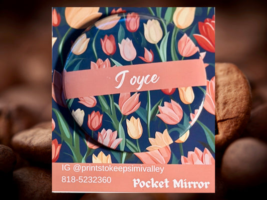 Set of 6 Custom Name 1 Side- Mirror 3x3” round | Custom gift | party Souvenir |Party Favors | giveaways | mixed or same design