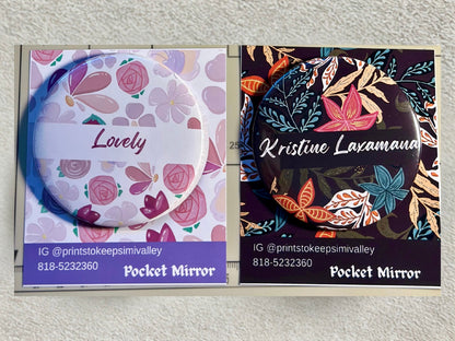 Set of 6 Custom Name 1 Side- Mirror 3x3” round | Custom gift | party Souvenir |Party Favors | giveaways | mixed or same design
