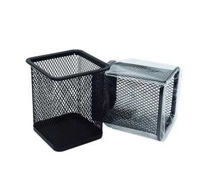 Mesh Pen Holder with Custom Photo magnet (2x2") - Personalized Desk organizer